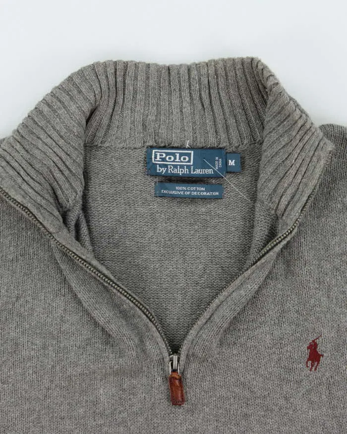 Vintage 00s Polo Ralph Lauren Grey Quarter-Zip Knit Jumper - M sold by Rokit product image thumbnail 3