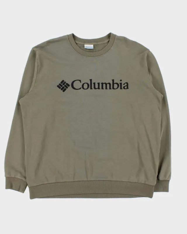 Vintage Columbia Spell Out Khaki Crewneck Sweatshirt - XL sold by Rokit