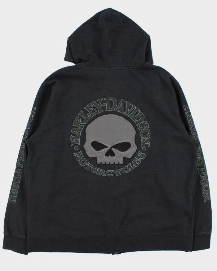 Vintage Harley Davidson Skull Embroidered Zip Up Hoodie - XL sold by Rokit product image thumbnail 2