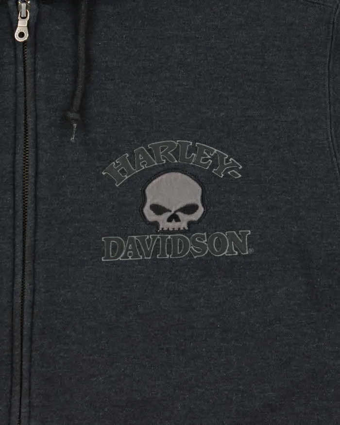 Vintage Harley Davidson Skull Embroidered Zip Up Hoodie - XL sold by Rokit product image thumbnail 4