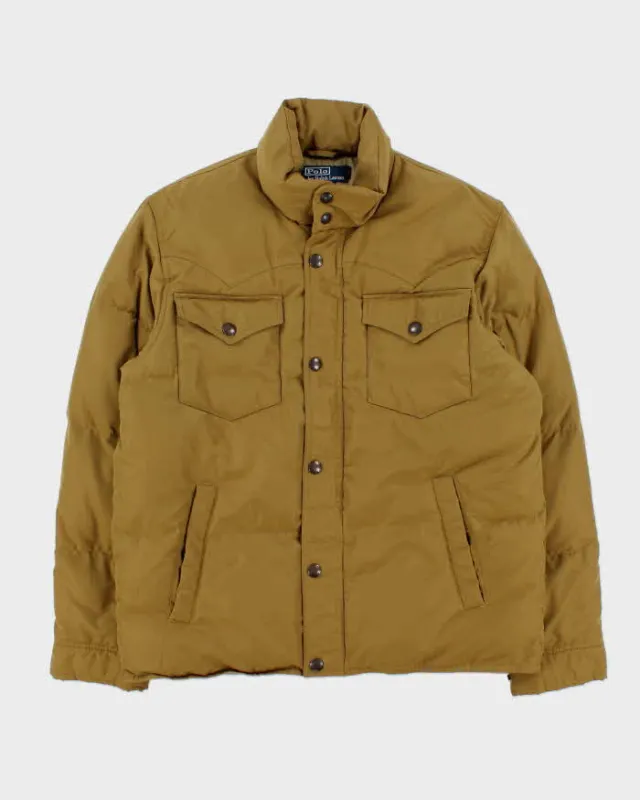 Vintage 00s Polo Ralph Lauren Khaki Western Style Down Filled Puffer Jacket - S sold by Rokit
