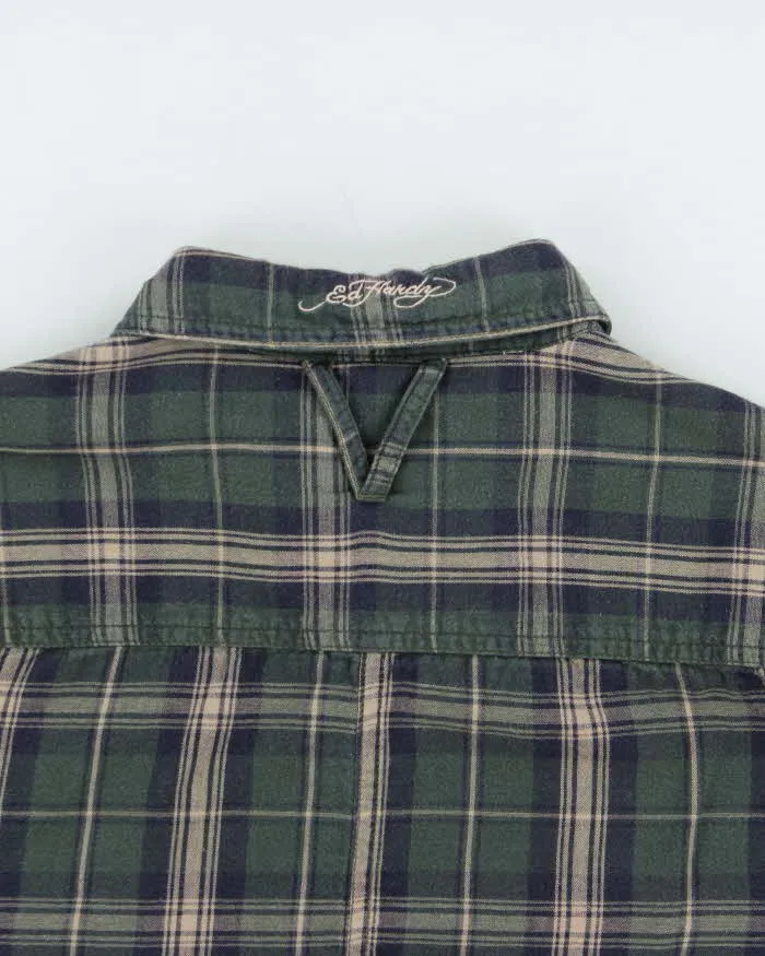 Vintage Y2K 00s Ed Hardy Gingham Lined Plaid Long Sleeve Flannel Shirt - L sold by Rokit product image thumbnail 3