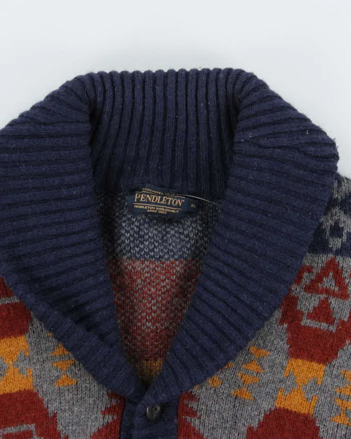 Vintage Pendleton Chunky Pure Shetland Wool Aztec Shawl Neck Cardigan - XL sold by Rokit product image thumbnail 3