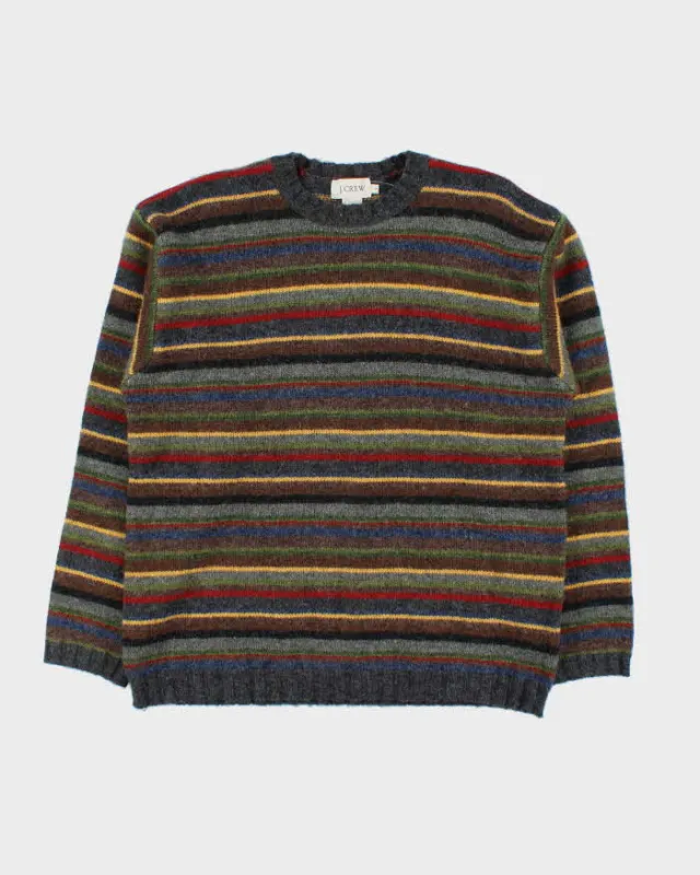 Vintage 00s J.Crew Pure Wool Striped Crewneck Knit Jumper - S sold by Rokit