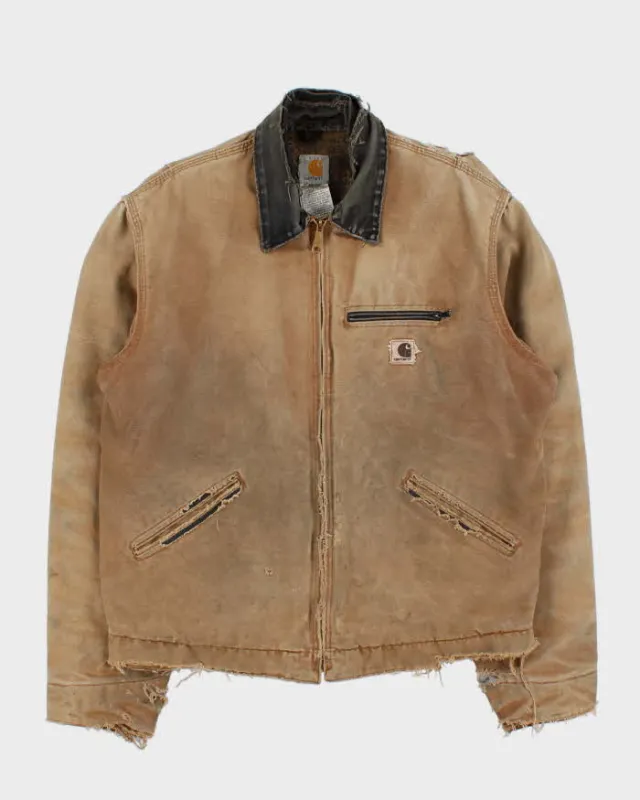 Vintage 00s Tan Carhartt J97 Detroit Blanket Lined Oversized Distressed Workwear Jacket - L sold by Rokit