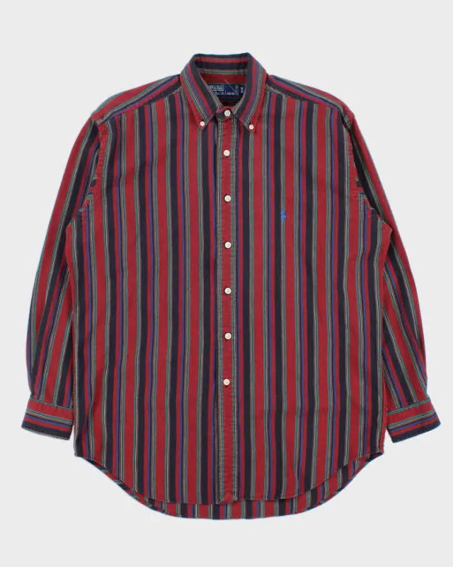 Vintage 1990s Polo Ralph Lauren Thick Cotton Striped Long Sleeve Shirt - M sold by Rokit