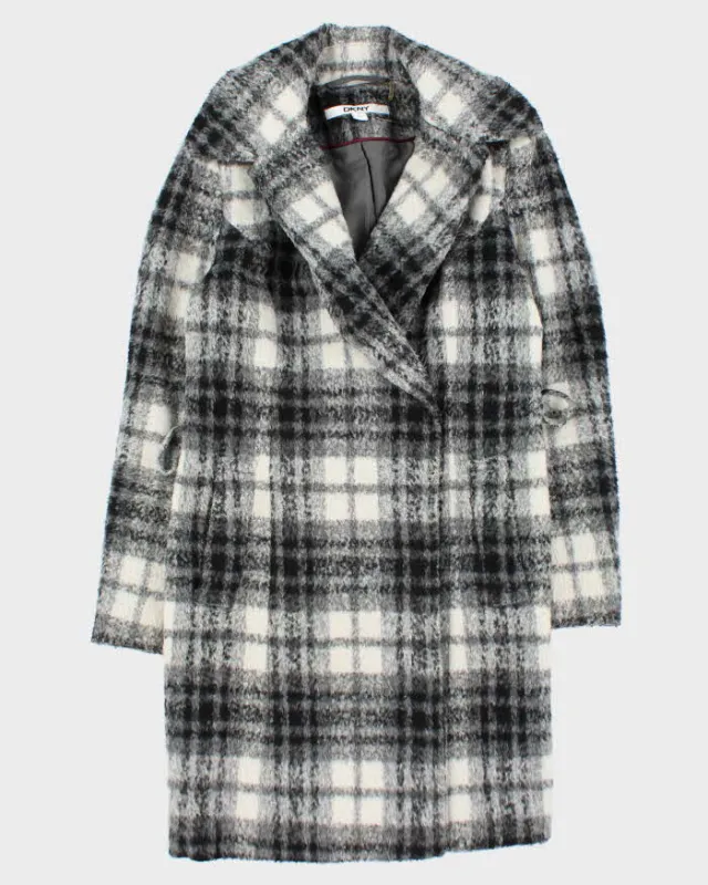 Vintage Women's DKNY Check Wool Blend Overcoat - XS sold by Rokit