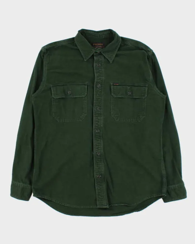 Vintage Filson Dark Moss Thick Cotton Long Sleeve Shirt - M sold by Rokit