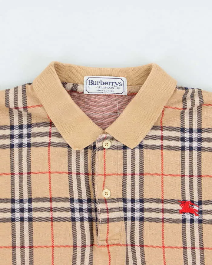 Vintage 1980s Burberry Nova-Check Long Sleeve Polo Shirt - L sold by Rokit product image thumbnail 3
