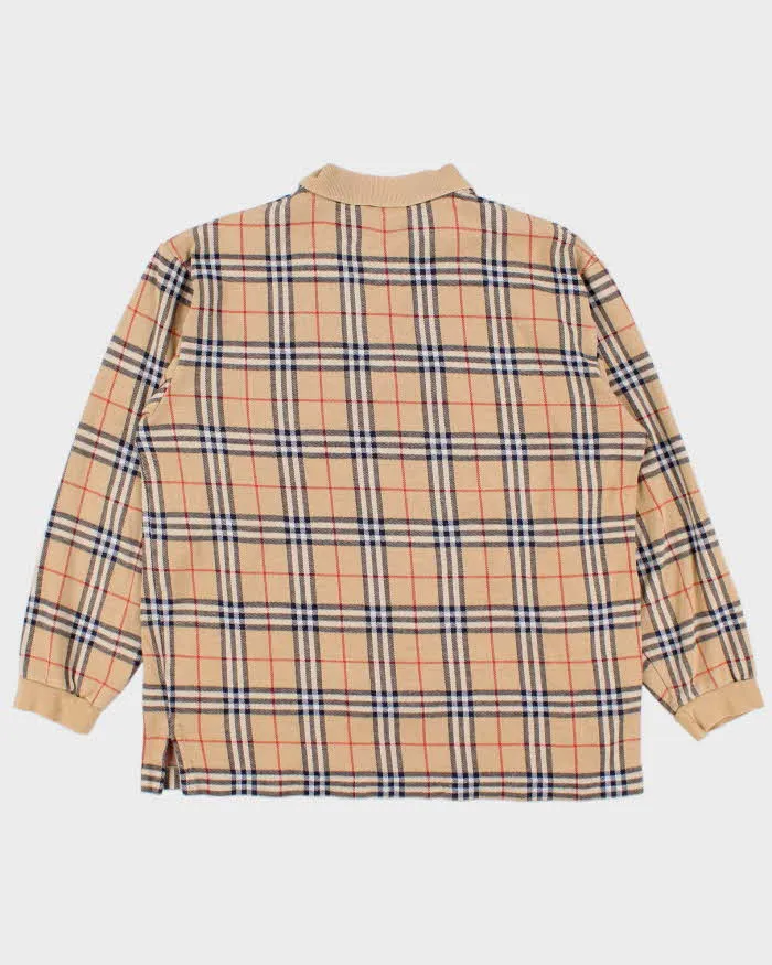 Vintage 1980s Burberry Nova-Check Long Sleeve Polo Shirt - L sold by Rokit product image thumbnail 2