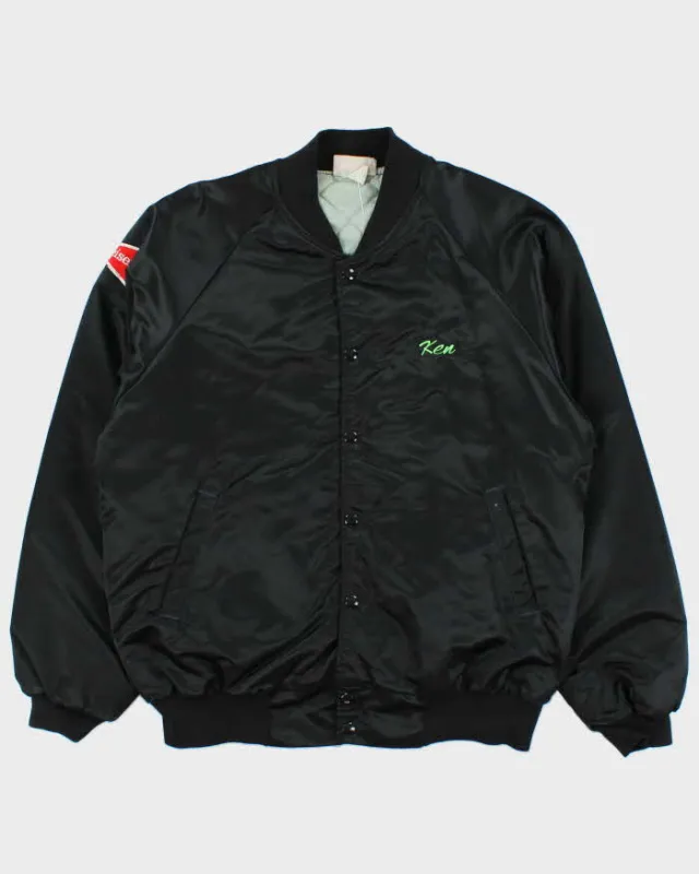 Vintage 80s Hartwell Satin Embroidered Oasis Bomber Jacket - L sold by Rokit