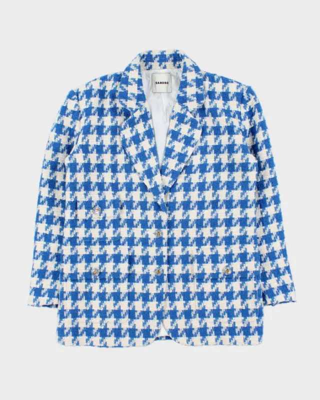 Sandro Women's Floriane Houndstooth Cotton Blend Oversized Blazer - M sold by Rokit