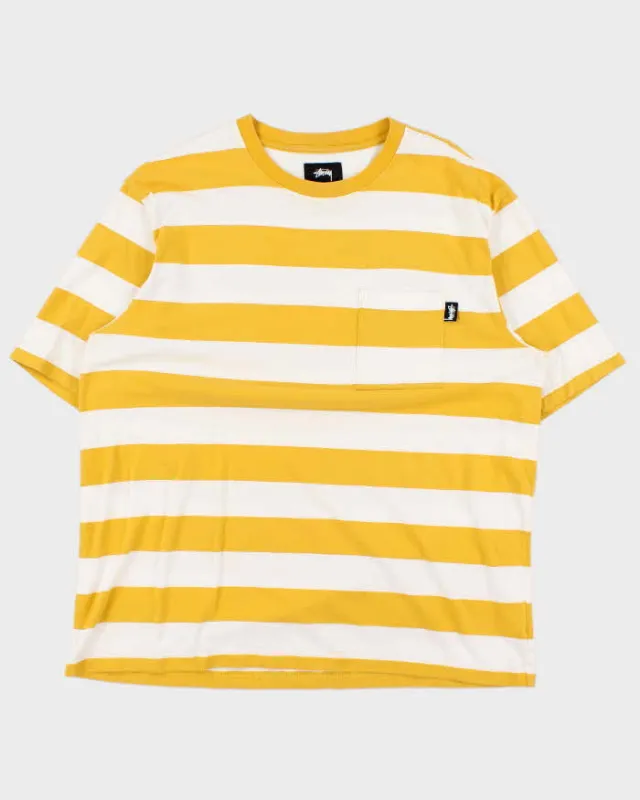 Vintage Stussy Stripe Short Sleeve T-shirt - XL sold by Rokit