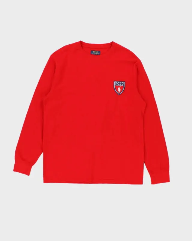 Vintage Polo Ralph Lauren Embroidered Shield Long Sleeve Waffle T-Shirt - XL sold by Rokit