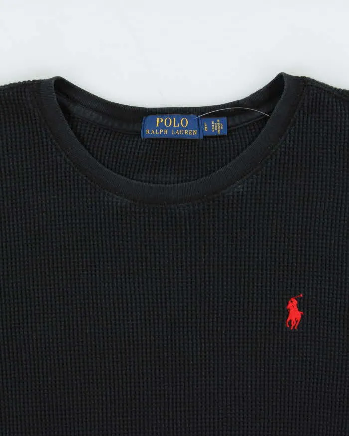 Vintage Polo Ralph Lauren Black Long Sleeve Waffle T-Shirt - L sold by Rokit product image thumbnail 4