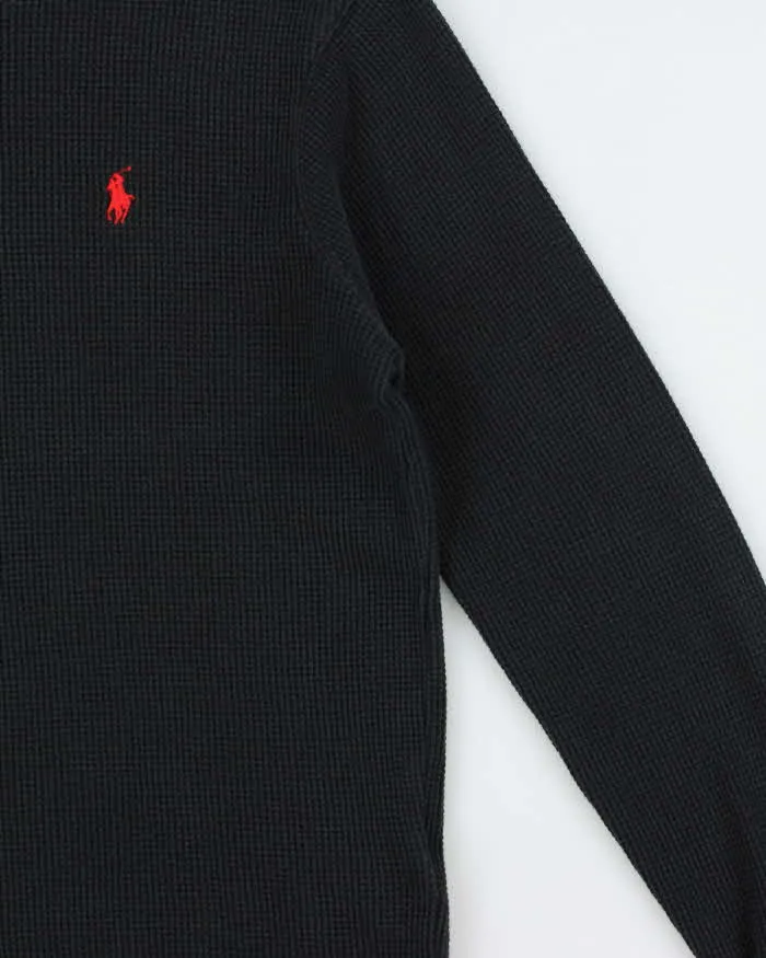 Vintage Polo Ralph Lauren Black Long Sleeve Waffle T-Shirt - L sold by Rokit product image thumbnail 3