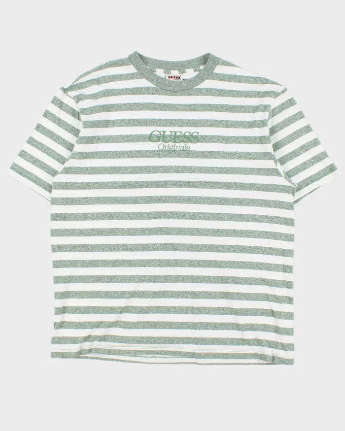 Guess Jeans Retro Striped Crewneck Oversized T-Shirt - L sold by Rokit
