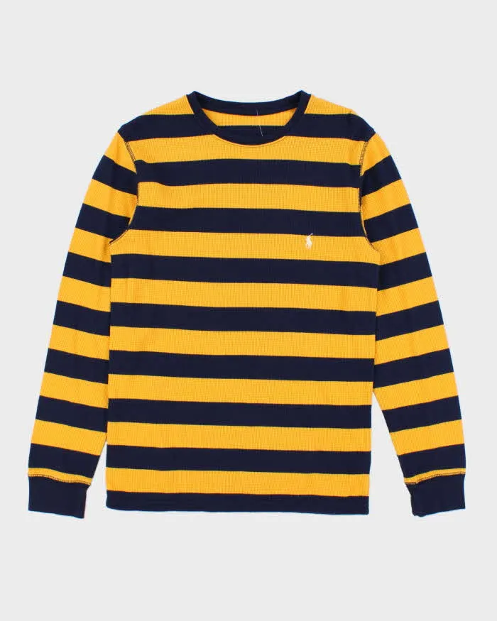 Vintage Polo Ralph Lauren Striped Long Sleeve Crewneck Waffle T-shirt - S sold by Rokit