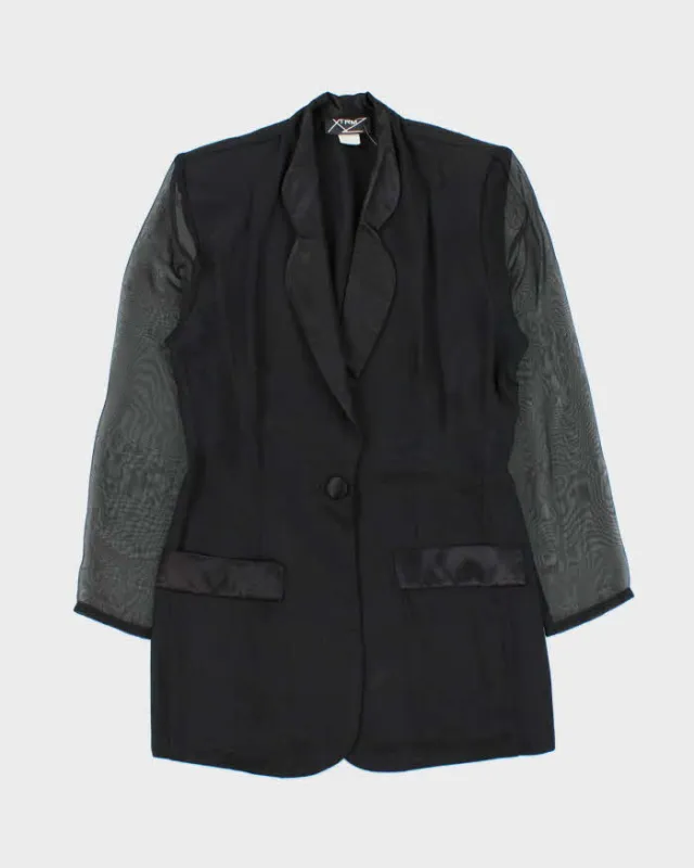 Vintage 1990s Women's Black Sheer Sleeve Belted Party Jacket - M sold by Rokit