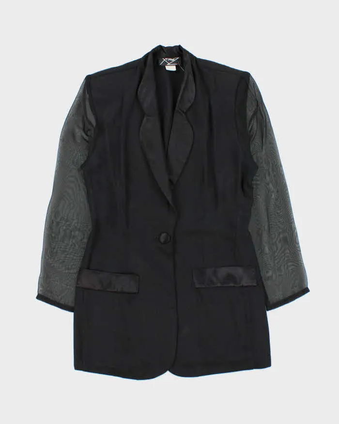 Vintage 1990s Women's Black Sheer Sleeve Belted Party Jacket - M sold by Rokit