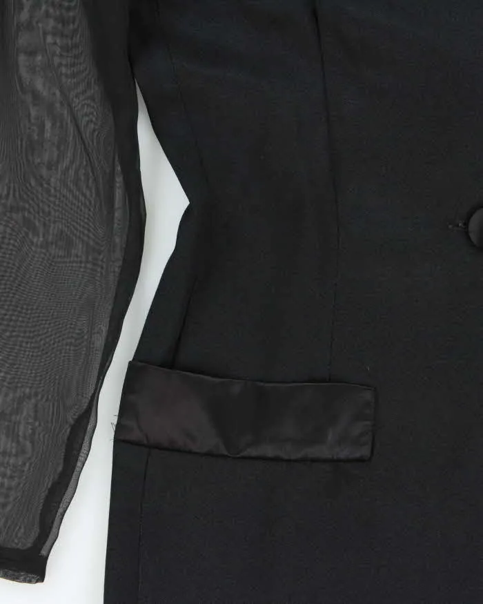 Vintage 1990s Women's Black Sheer Sleeve Belted Party Jacket - M sold by Rokit product image thumbnail 5