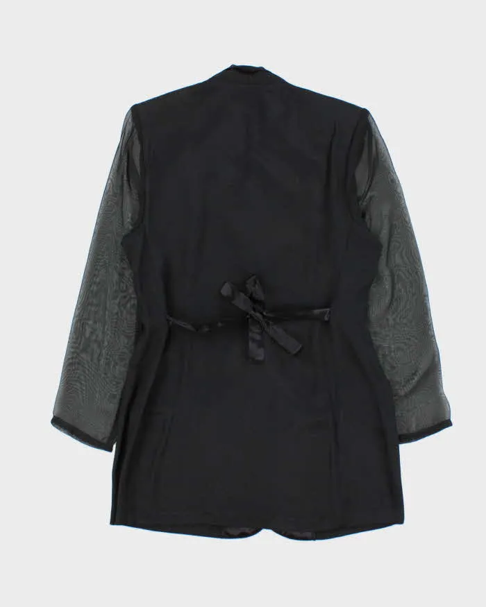 Vintage 1990s Women's Black Sheer Sleeve Belted Party Jacket - M sold by Rokit product image thumbnail 2