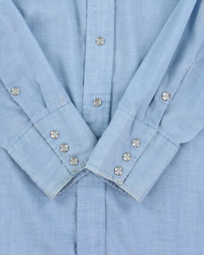 Vintage 1980s Pale Blue MWG Floral Embroidered Western Long Sleeve Shirt - XL sold by Rokit product image thumbnail 5