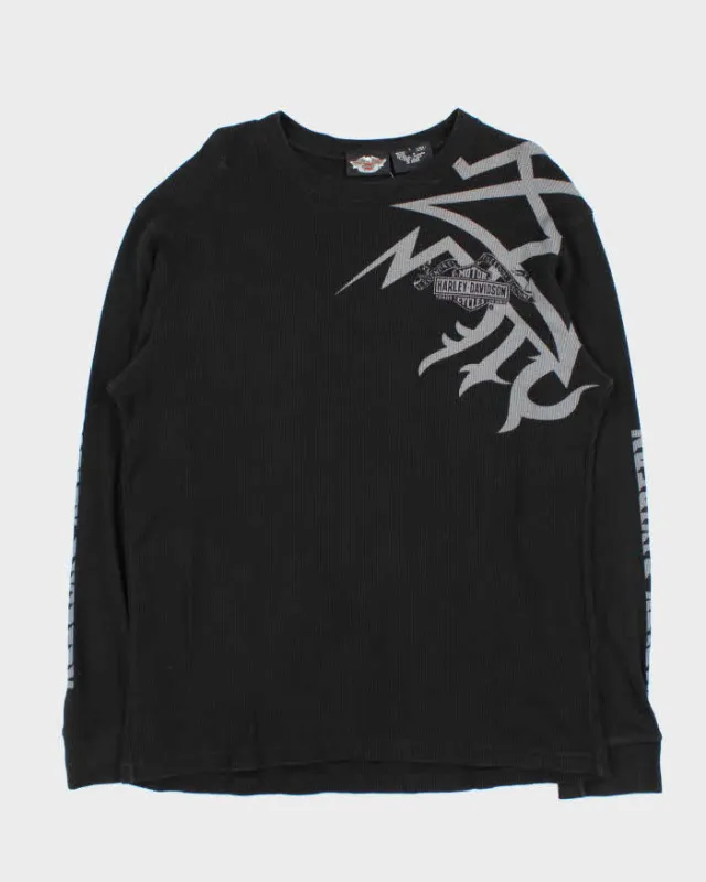 Vintage Y2K 00s Harley Davidson Graphic Long Sleeve Waffle T-Shirt - L sold by Rokit