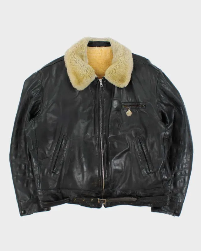 Vintage 1950s Horsehide Leather Shearling Moto Biker Jacket - XL sold by Rokit