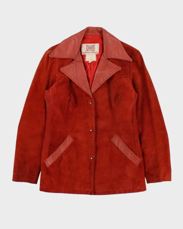 Vintage 1970s Women's Texas Burnt Orange Suede Leather Jacket - L sold by Rokit