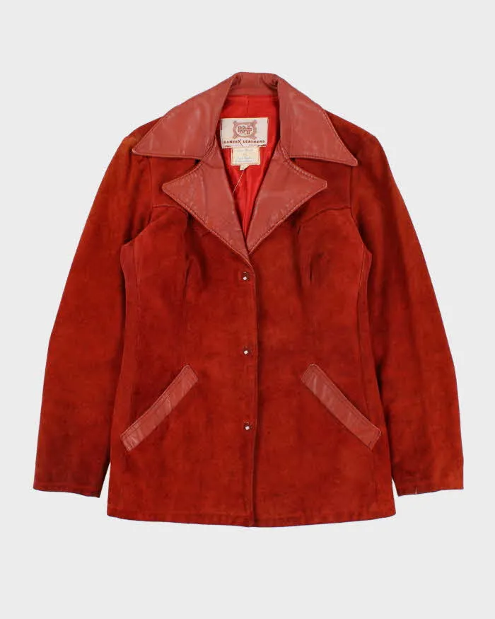 Vintage 1970s Women's Texas Burnt Orange Suede Leather Jacket - L sold by Rokit