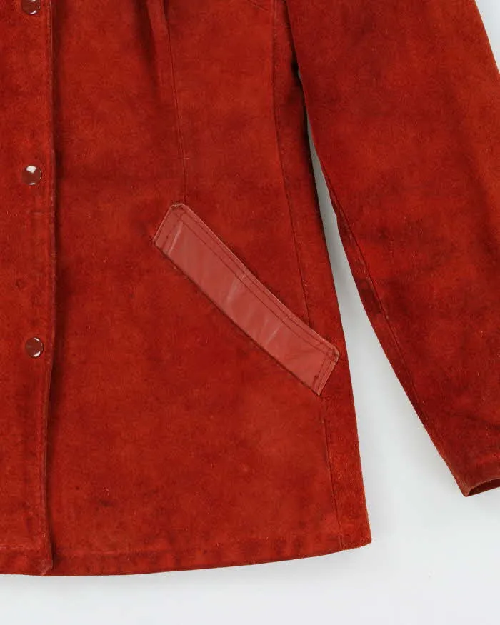 Vintage 1970s Women's Texas Burnt Orange Suede Leather Jacket - L sold by Rokit product image thumbnail 3