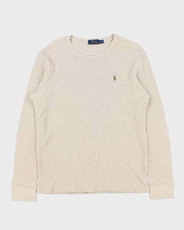 Vintage Polo Ralph Lauren Long Sleeve Crewneck Waffle T-shirt - L sold by Rokit