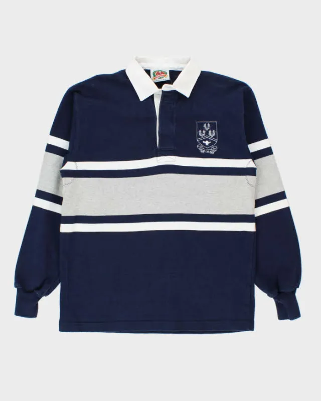 Vintage 1990s Barbarian Striped Heavyweight Long Sleeve Rugby Shirt - M sold by Rokit