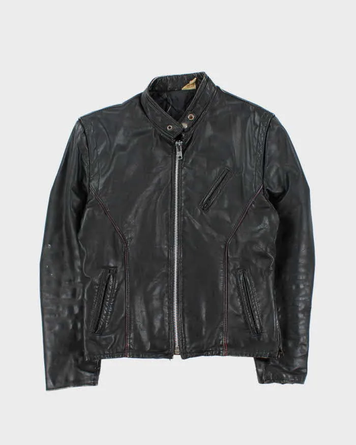 Vintage 1970s Leather Cafe Racer Moto Biker Jacket - M sold by Rokit
