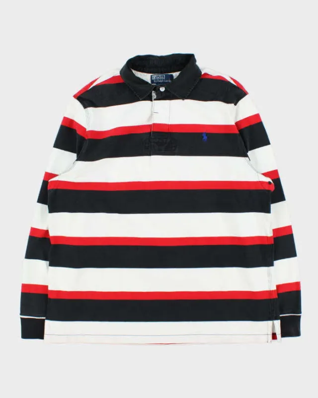 Vintage 00s Polo Ralph Lauren Striped Long Sleeve Rugby Shirt - L sold by Rokit
