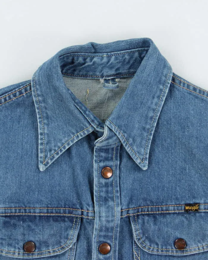 Vintage 1970s Wrangler Dog Tooth Collar Snap Button Denim Over Shirt - S sold by Rokit product image thumbnail 5