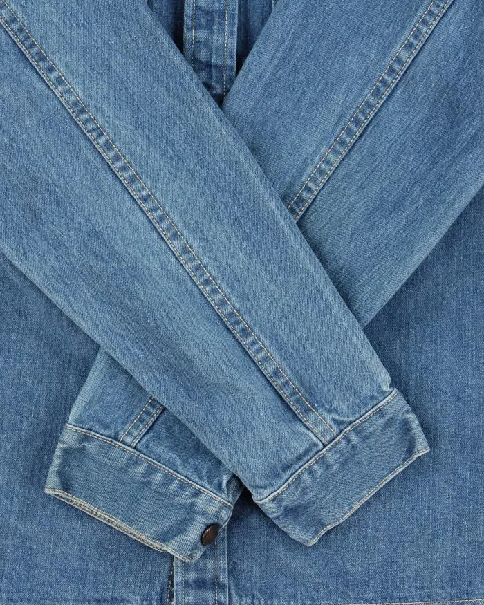 Vintage 1970s Wrangler Dog Tooth Collar Snap Button Denim Over Shirt - S sold by Rokit product image thumbnail 4