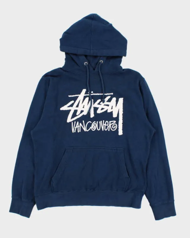 Vintage Stussy Vancouver Navy Blue Pullover Hoodie - S sold by Rokit