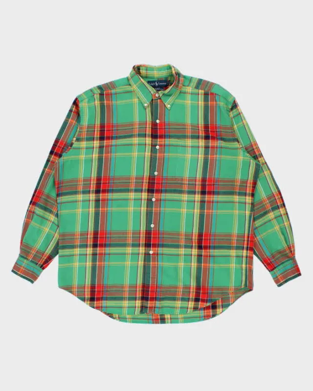 Vintage 1990s Polo Ralph Lauren Blake Plaid Oversized Flannel Long Sleeve Shirt - L sold by Rokit