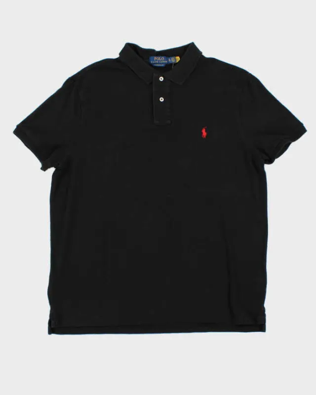Vintage Polo Ralph Lauren Black Classic Custom Slim Fit Polo Shirt - XL sold by Rokit
