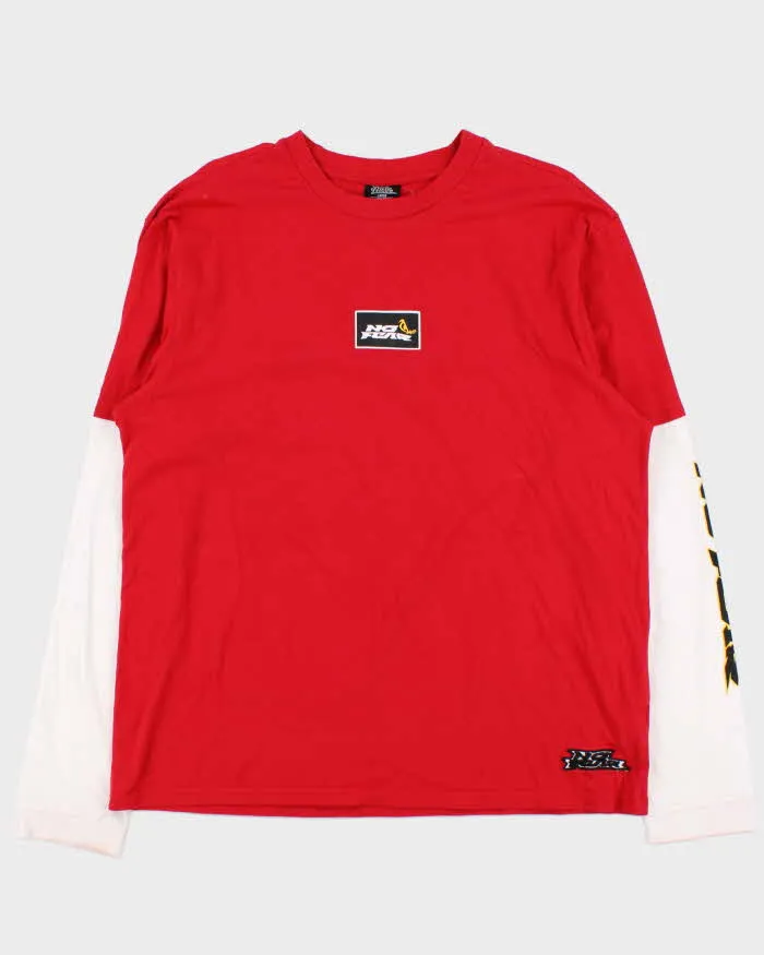 Vintage Y2K No Fear Layered Logo Long Sleeve T-Shirt - L sold by Rokit