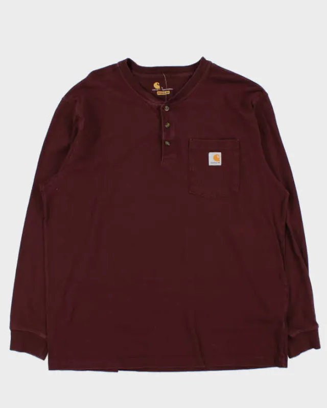 Vintage Carhartt Original Fit Henley Long Sleeve Oversized T-Shirt - L sold by Rokit