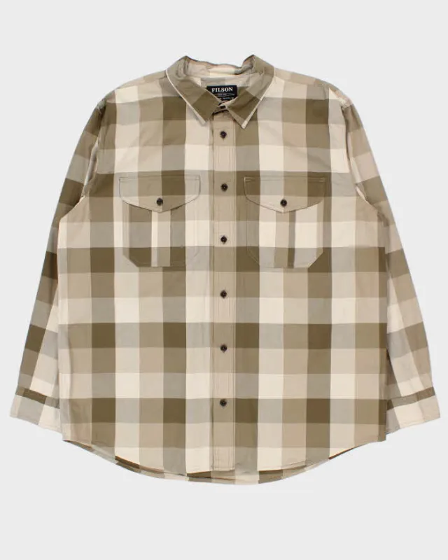 Vintage Filson Feather Cloth Khaki Olive Long Sleeve Flannel Shirt - XL sold by Rokit
