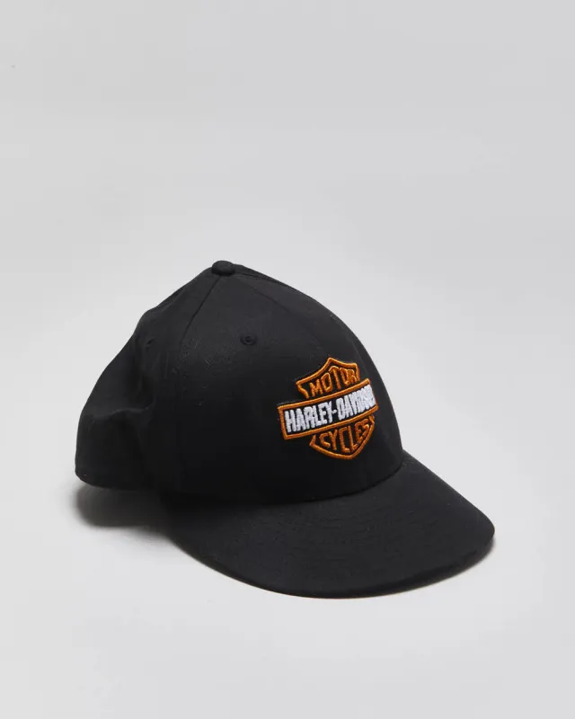 Vintage Black Harley Davidson New Era Fitted Cap -  L sold by Rokit