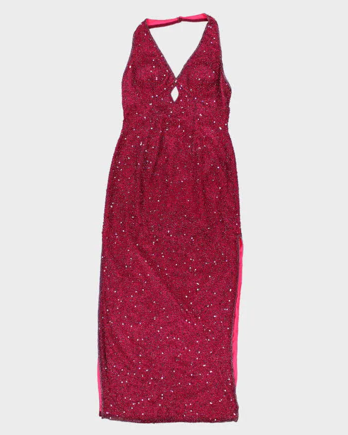 Vintage 90s Scala Silk Beaded Halter Neck Dress - S sold by Rokit