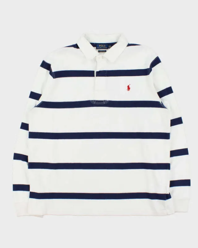 Vintage Polo Ralph Lauren Striped Custom Slim Fit Rugby Shirt - XL sold by Rokit
