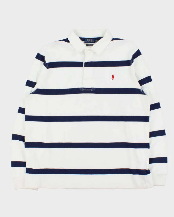Vintage Polo Ralph Lauren Striped Custom Slim Fit Rugby Shirt - XL sold by Rokit