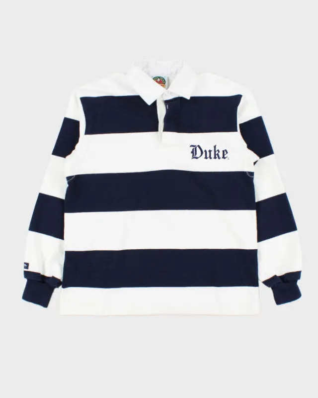 Vintage 1990s Barbarian Duke Striped Long Sleeve Rugby Shirt - S sold by Rokit