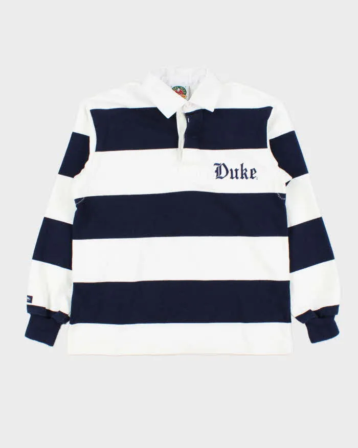Vintage 1990s Barbarian Duke Striped Long Sleeve Rugby Shirt - S sold by Rokit